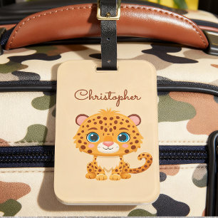Cute Wild Leopard Nursery Kids Safari Animal Luggage Tag