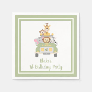 Cute Wild One Animal Safari 1st Birthday Party Napkin