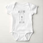 Cute Wild One First Birthday Bear Black White Baby Bodysuit<br><div class="desc">Celebrate your child's first birthday with this cute,  modern design,  featuring a black and white drawing of a bear under the words "Wild One" in hand-drawn lettering. Personalise it with your boy or girl's name.</div>