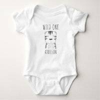 Cute Wild One First Birthday Tiger Black White