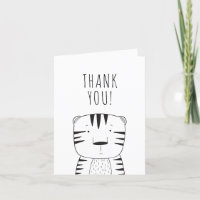 Cute Wild One First Birthday Tiger Black White