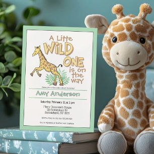 Cute Wild One Is on the Way Giraffe Baby Shower Invitation