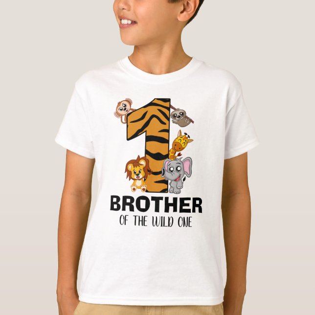 Cute Wild One Jungle Animal Safari Brother Zoo T-Shirt (Front)