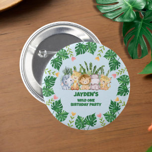 Cute Wild One Jungle Safari Animal Birthday  6 Cm Round Badge