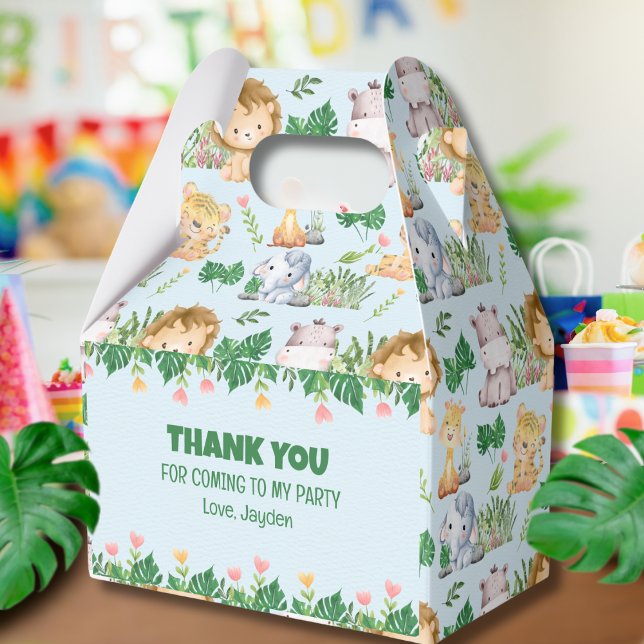 Cute Wild One Jungle Safari Animal Birthday  Favour Box (Creator Uploaded)