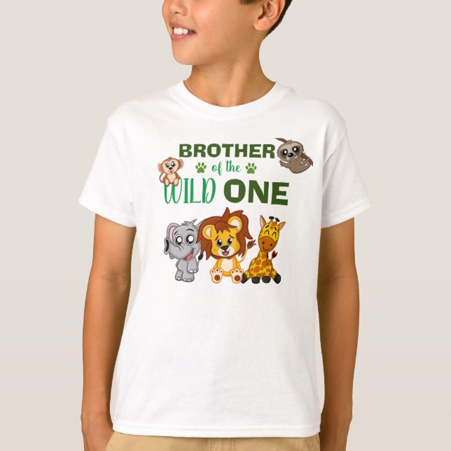 Cute Wild One Jungle Safari Animal Brother Zoo T-Shirt (Front)