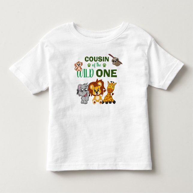 Cute Wild One Jungle Safari Animal Cousin Zoo Toddler T-Shirt (Front)