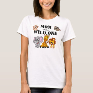 Cute Wild One Jungle Safari Animal Mom Zoo T-Shirt