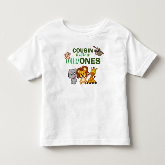 Cute Wild One Jungle Safari Animal Twins Cousin Toddler T-Shirt (Front)