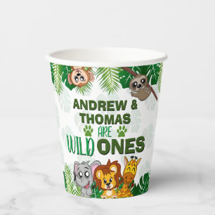 Cute Wild One Jungle Safari Animals First Birthday Paper Cups