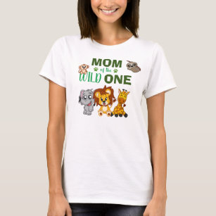 Cute Wild One Jungle Safari Zoo Animal Mum T-Shirt