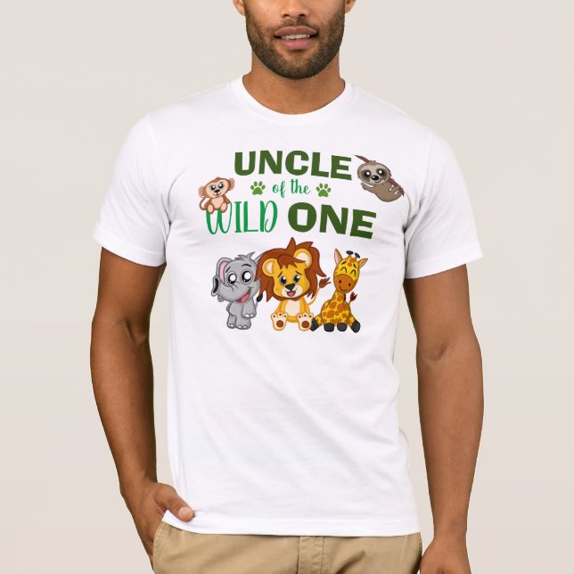 Cute Wild One Jungle Safari Zoo Animal Uncle T-Shirt (Front)