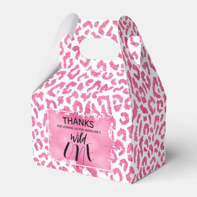 Cute Wild One Pink Leopard  Favour Box (Front Side)