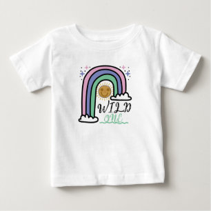 Cute Wild One Rainbow Sun First Birthday Baby T-Shirt