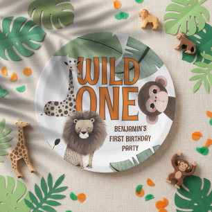 Cute Wild One Safari Animals First Birthday Party Paper Plate