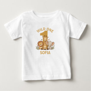 Cute Wild One Safari First Birthday Baby T-Shirt