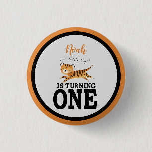 Cute Wild One Safari Jungle Tiger 1st Birthday 3 Cm Round Badge