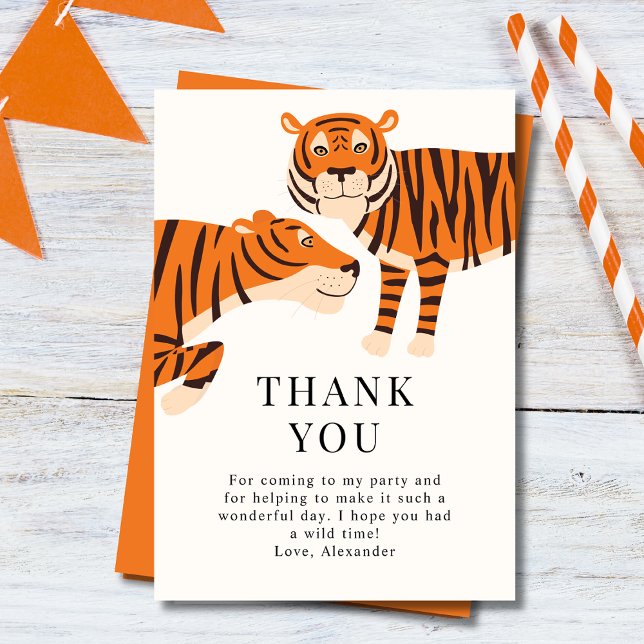 Cute Wild One Safari Tigers Kids Birthday  Thank You Card (Creator Uploaded)