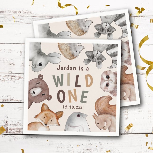 Cute Wild One Woodland Animals Party Napkin (Creator Uploaded)