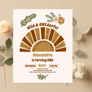 Cute Wild & Onederful 1st Birthday Invitation