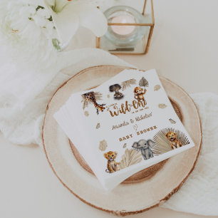 Cute Wild Safari Animals Botanical Baby Shower  Napkin