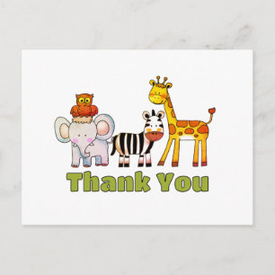 Cute Wild Safari Animals Jungle Thank You Postcard