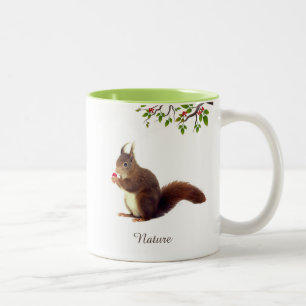 Cute Wild Squirrel & Personalised Text Two-Tone C Coffee Mug
