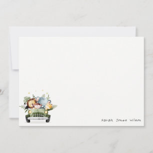 Cute Wild Tropical Jungle Animals in Car Birthday Card