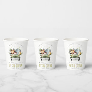 Cute Wild Tropical Jungle Animals in Car Birthday Paper Cups