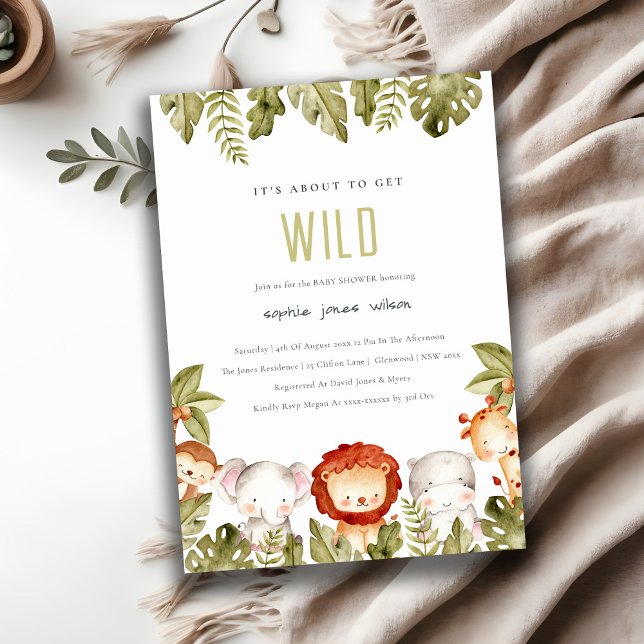 Cute Wild Tropical Safari Animals Baby Shower Invitation (Creator Uploaded)