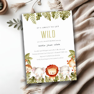Cute Wild Tropical Safari Animals Baby Shower Invitation