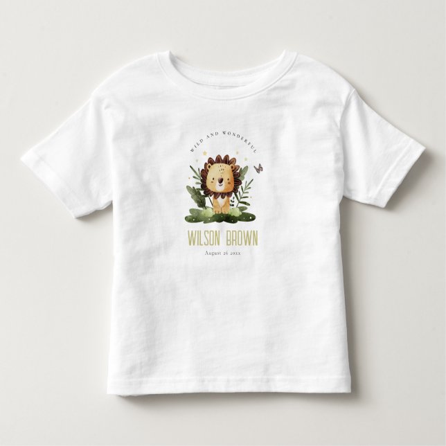 Cute Wild Wonderful Jungle Animal Lion Birthday Toddler T-Shirt (Front)