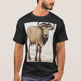Cute Wildebeest: Cartoon-Sticker Style T-Shirt