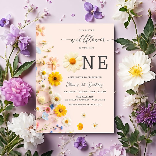 Cute Wildflower 1st Birthday Invitation (Creator Uploaded)