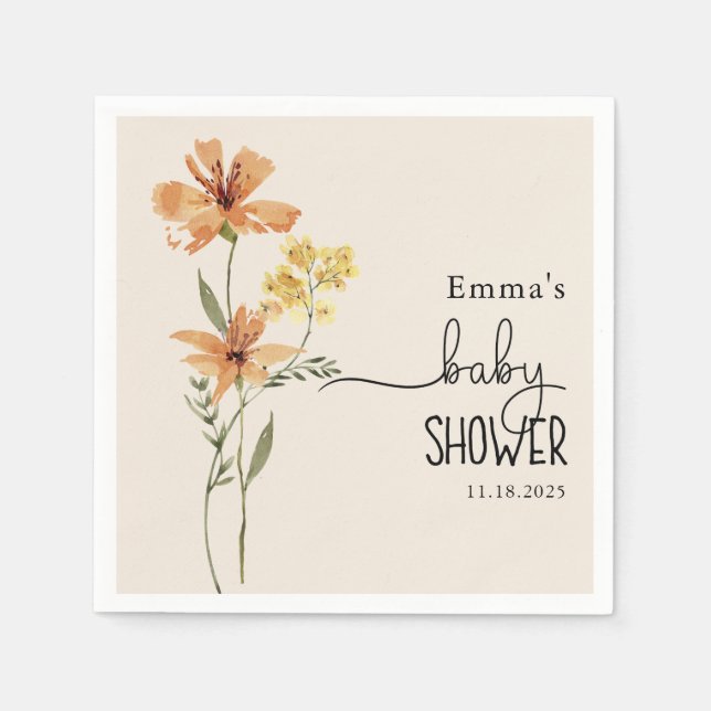 Cute Wildflower Baby Shower  Napkin (Front)