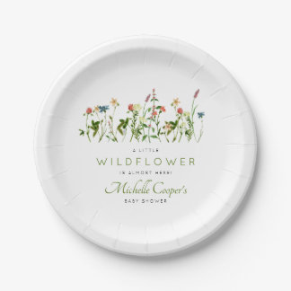 Cute Wildflower Baby Shower Paper Plate
