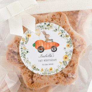 Cute Wildflower Bunny Rabbit Easter Birthday Classic Round Sticker