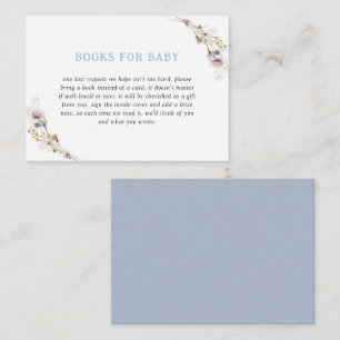 Cute Wildflower Dusty Blue Books For Baby Enclosure Card