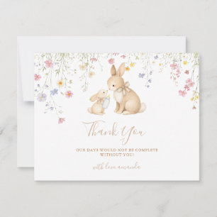 Cute Wildflower Meadow Bunny Colourful Baby Shower Thank You Card