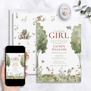 Cute Wildflower Strawberry Sweet Baby Girl Shower Invitation