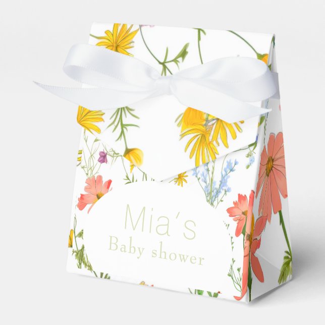 Cute wildflowers Baby shower   Favour Box (Front Side)