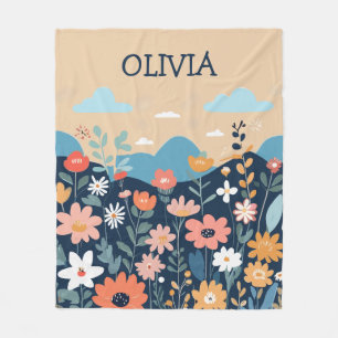 Cute Wildflowers Botanical Personalised  Fleece Blanket
