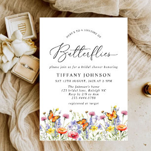 Cute Wildflowers Butterflies Floral Bridal Shower  Invitation