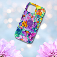 Cute Wildflowers Colourful Floral Monogrammed