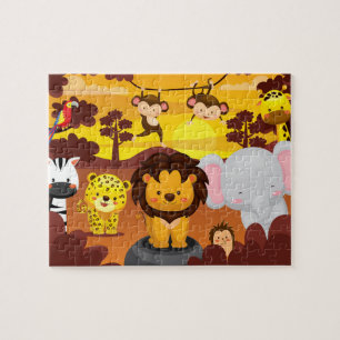 Cute Wildlife Jungle  Animals Kids Puzzle