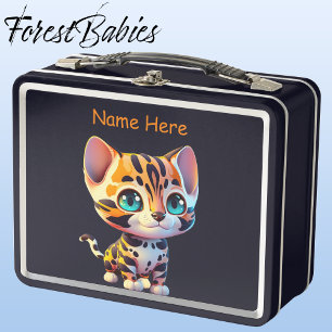 Cute Wildlife Tiger Jungle Safari Cartoon Graphic Metal Lunch Box