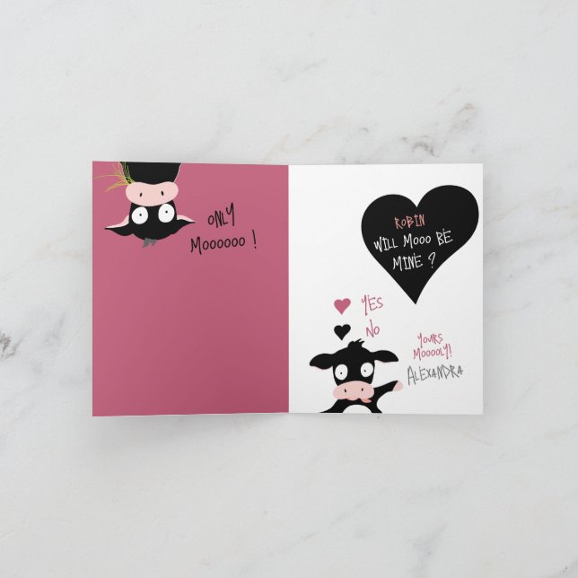  Cute Will Mooo Be Mine? Cow Love + Valentine Card (Inside)