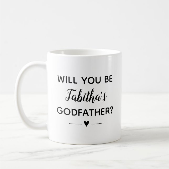 Cute Will You Be Godfather Proposal Coffee Mug (Left)