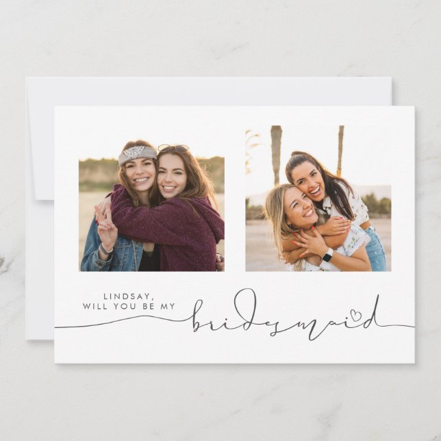 Cute Will You Be My Bridesmaid Two Photos (Front)