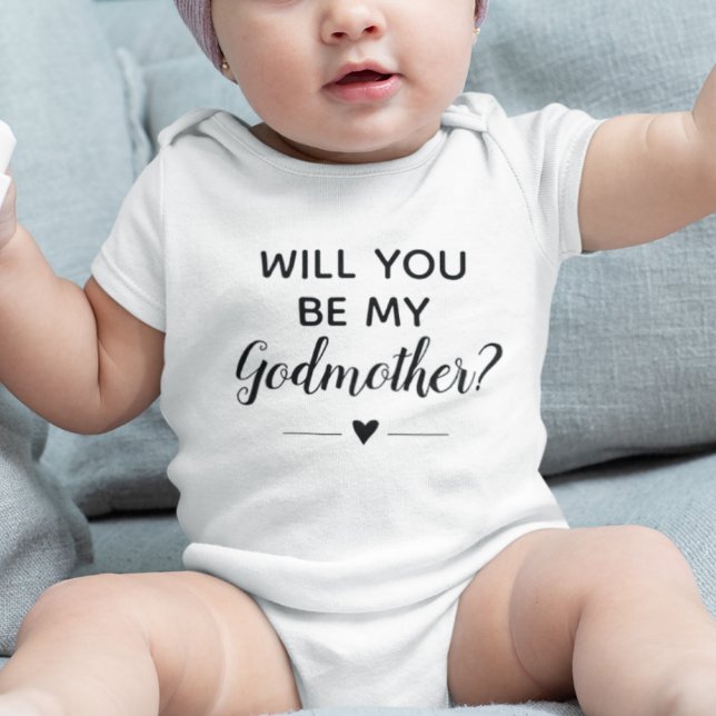 Cute Will You Be My Godmother Proposal Baby Bodysuit (Creator Uploaded)